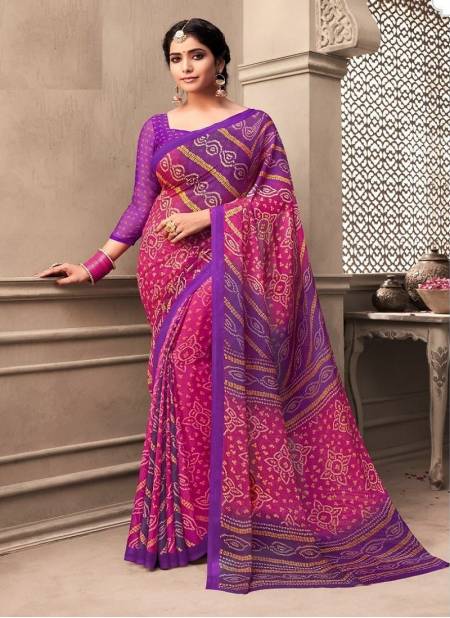 Pink And Purple Colour Ruchi Kesariya Chiffon 65th Edition Daily Wear Chiffon Saree Collection 12003 A